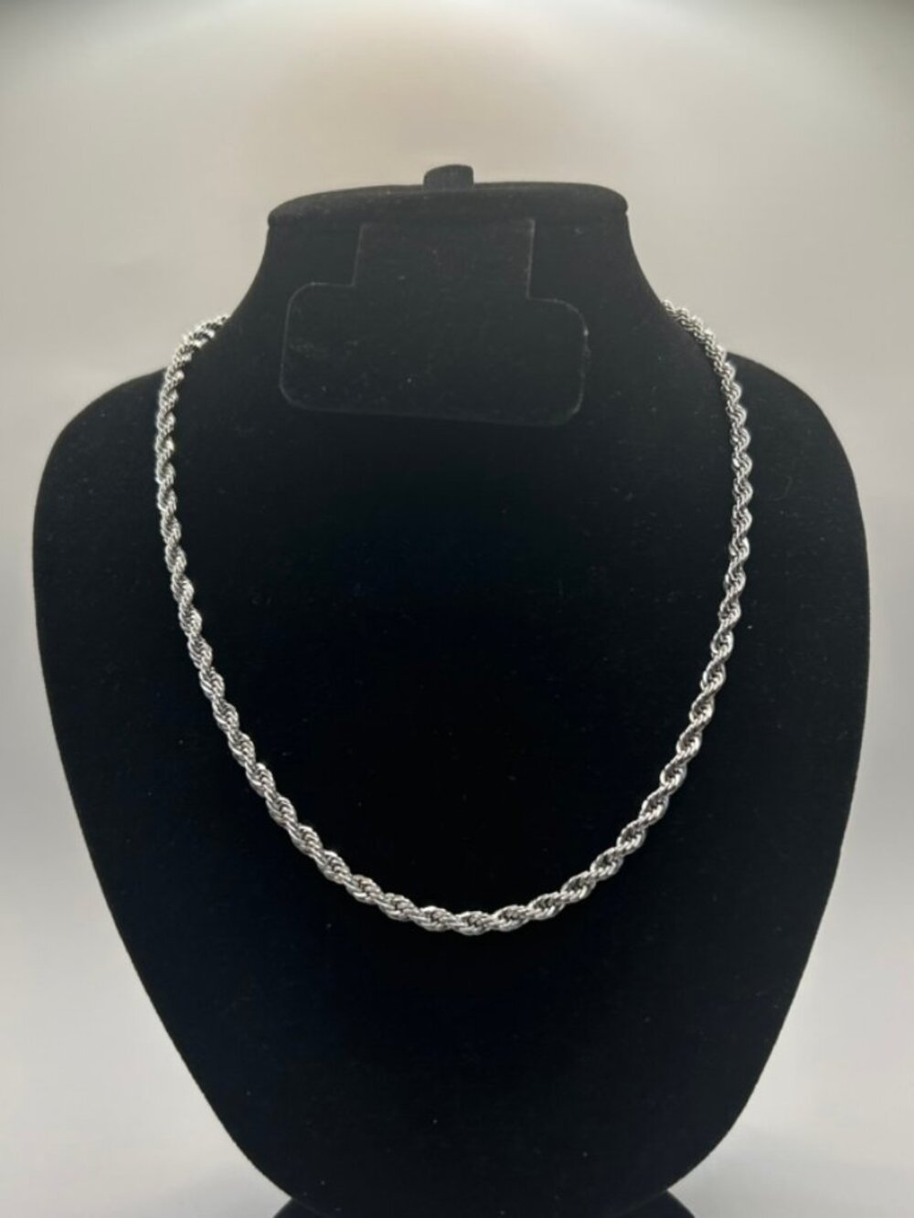 Real 925 Silver Twisted Rope Chain 4mm Plated Necklace 20 Inch Unisex Durable